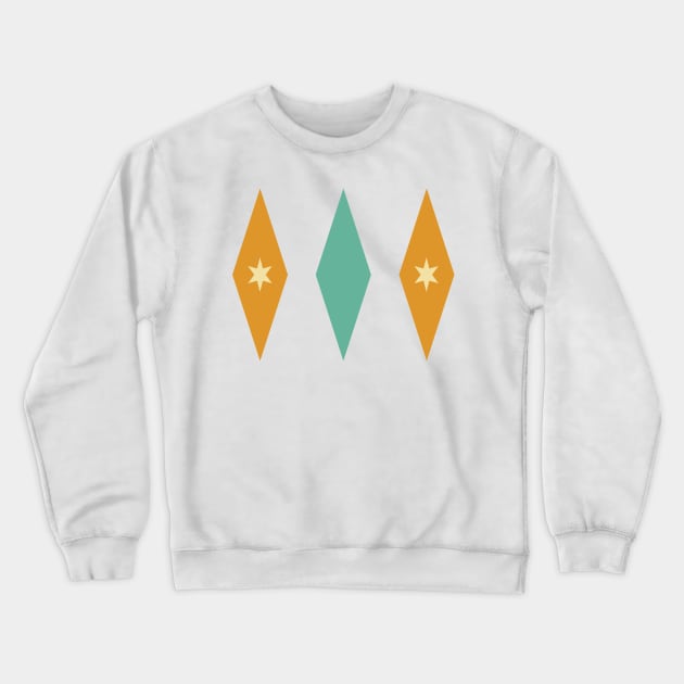 Turquoise Orange Cream Diamonds And Stars Retro Crewneck Sweatshirt by OrchardBerry